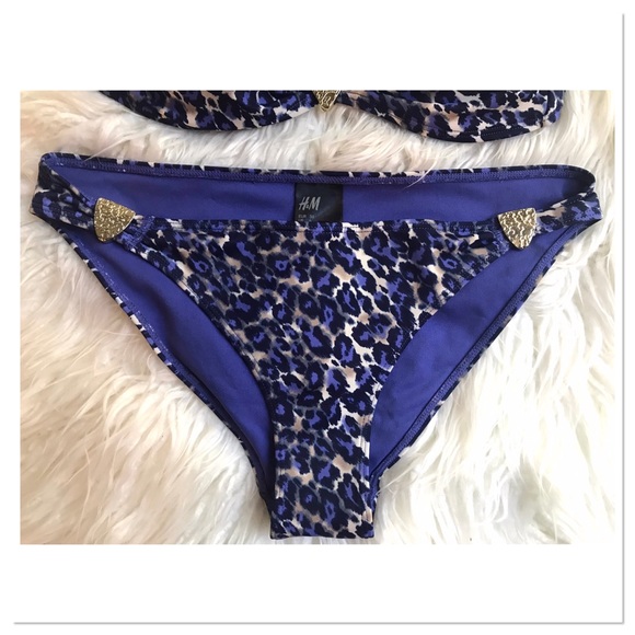 H&M Blue Leopard Print Gold Hardware Bikini Set - Picture 8 of 10